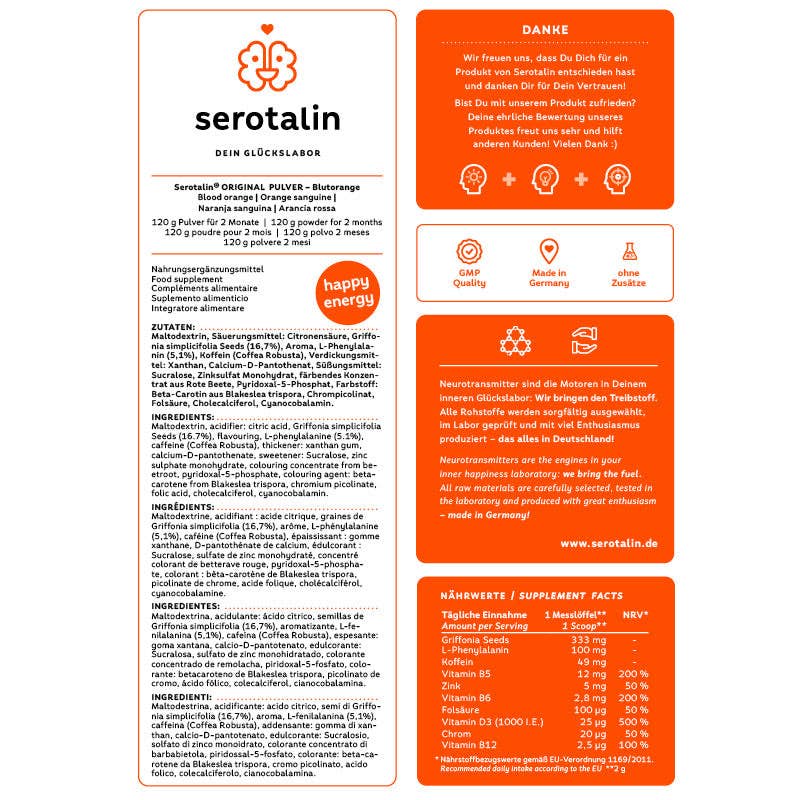 Serotalin - Wholesale Oral Supplement/Vitamin - serotalin® ORIGINAL POWDER - 120g for 2 months - blood orange7