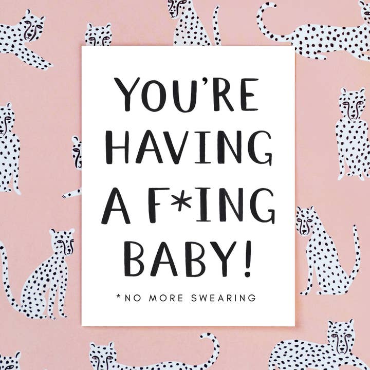 Girl w/ Knife - Wholesale Baby Card - No More Swearing Greeting Card
