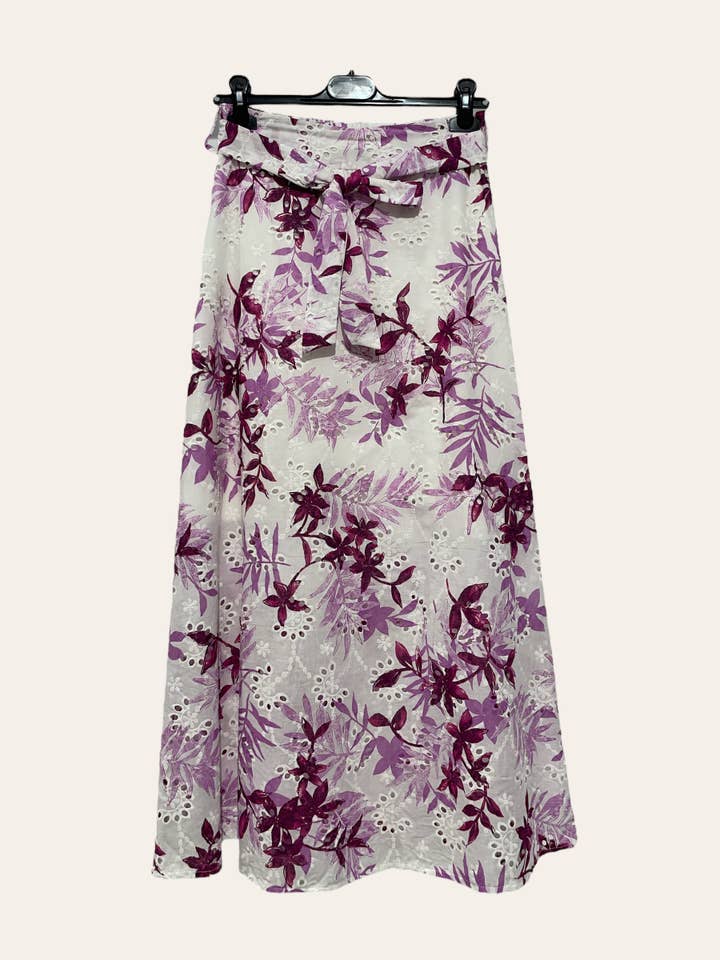 Nota bene - Wholesale Skirt - Women's - Long printed skirt with eyelet embroidery1