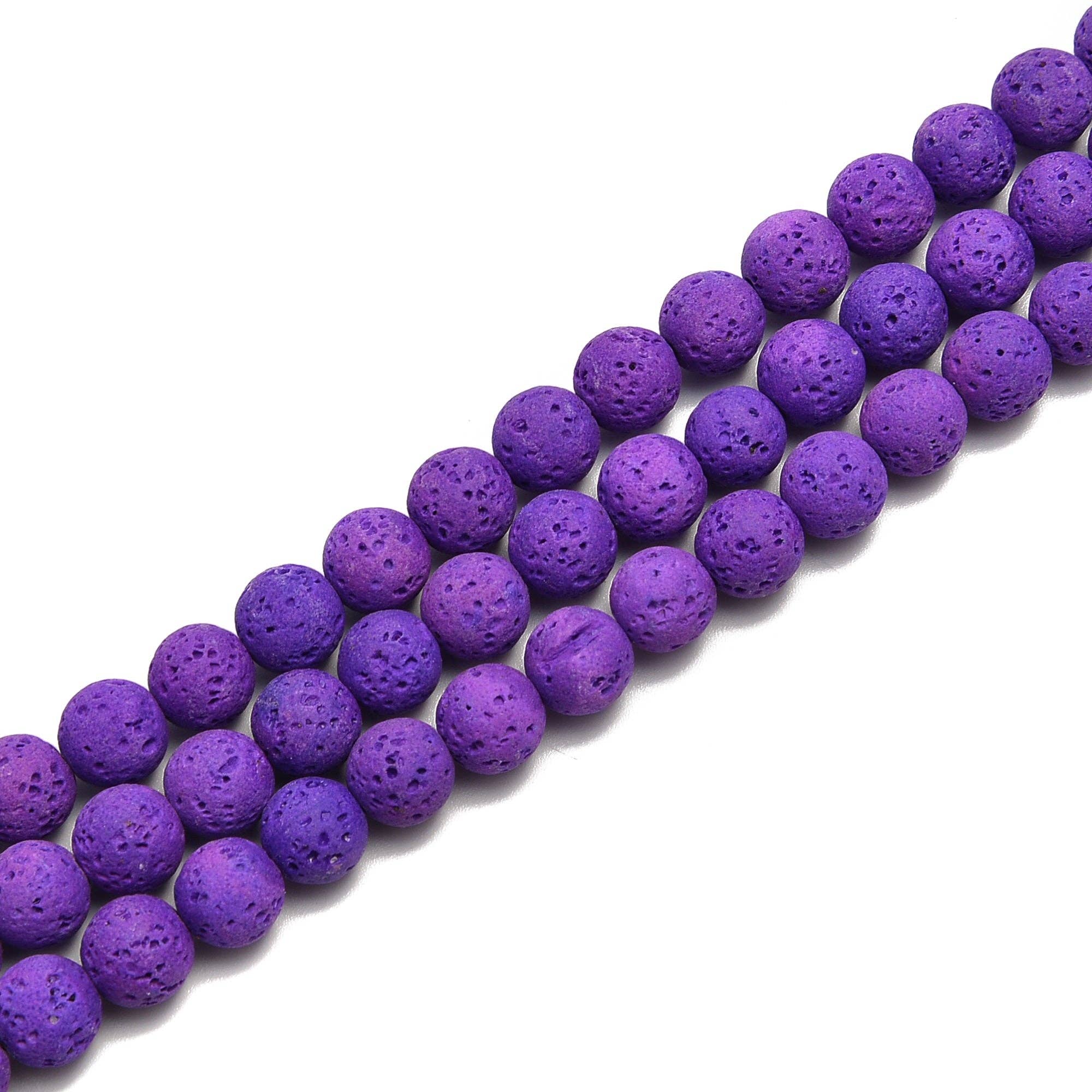 CRCBEADS - Wholesale Beads - Bright Purple Lava Rock Stone Beads 6mm 8mm 10mm 15.5" Strand0