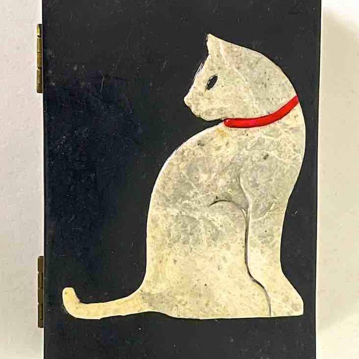 The Niger Bend – Großhandel Dekoschachteln – Katzen-Silhouette-Design — kleine rechteckige Speckstein-Schmuckschatulle
