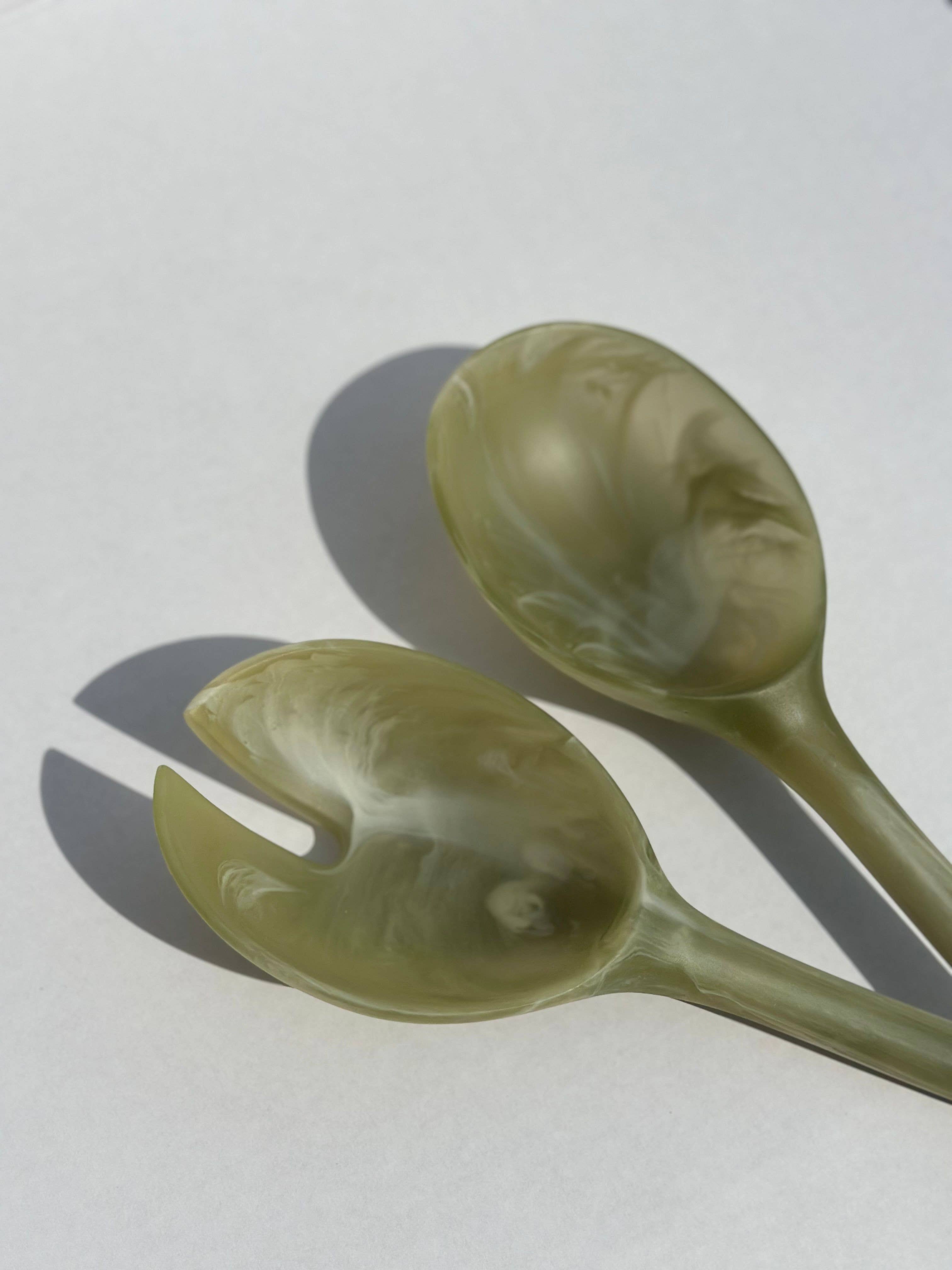 MÆGEN – wholesale Kitchen tong – Salad Servers - Olive Set2