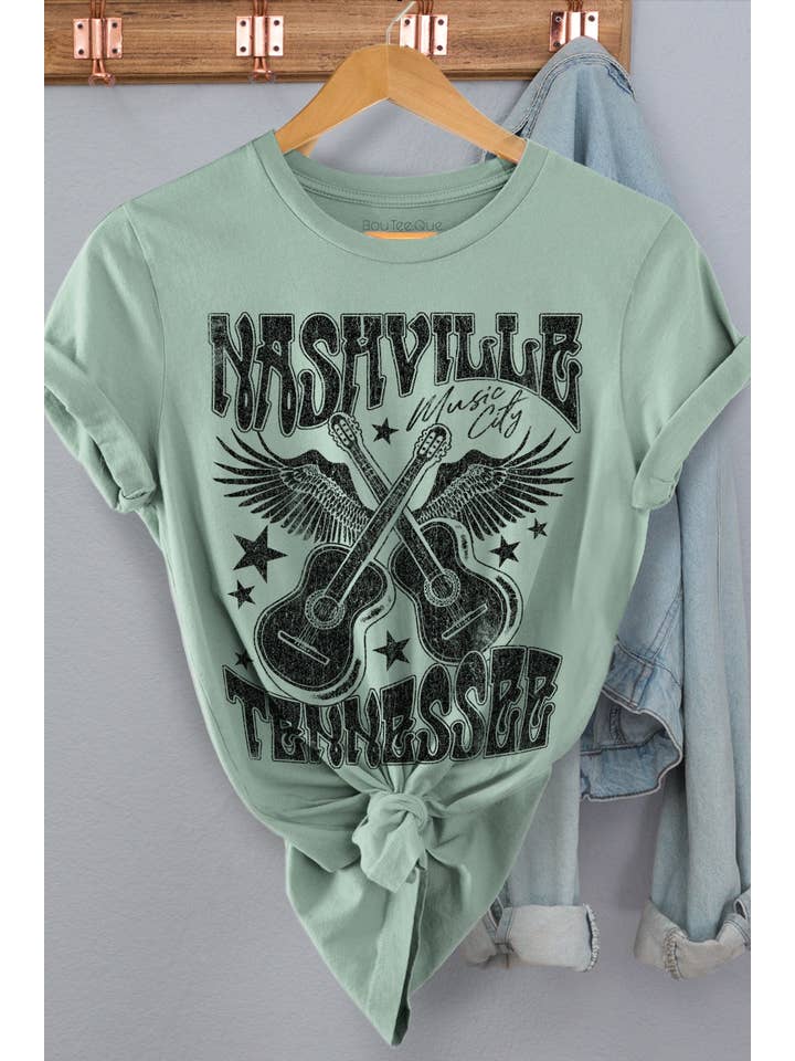 BouTeeQue Closet - Wholesale Screen Printed T-Shirt - Women's - JL4677T - Cotton Jersey Relaxed Fit - Nash Ville