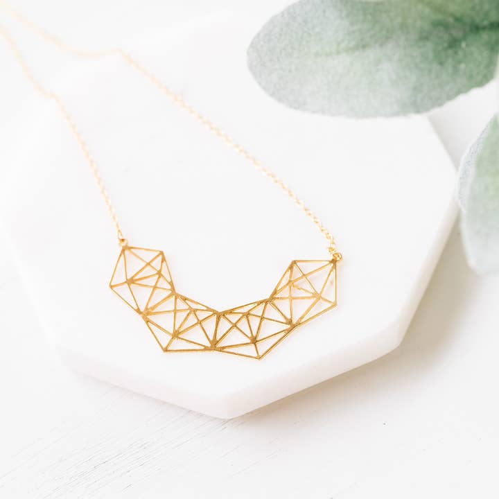 Geometric Statement Sparkle Necklace Gold / Silver for wholesale by Shany Design Studio