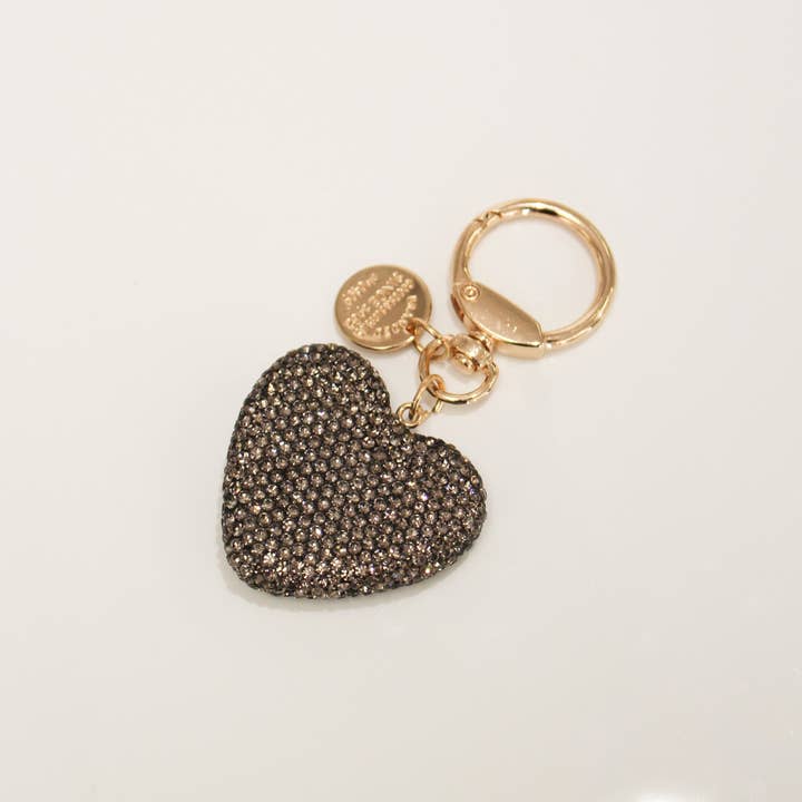 La-a SOLE - Wholesale Keychain - Women's - Key/Bag Charm | Rhinestone Heart. Black