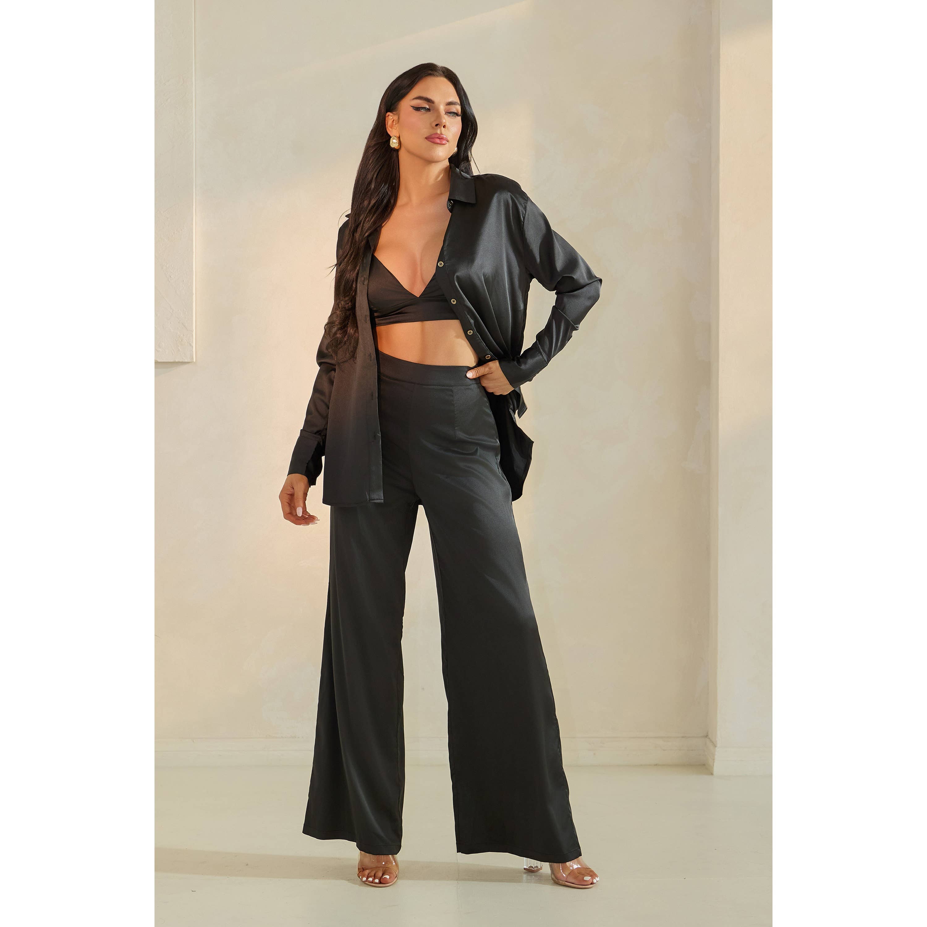 The Sang - Wholesale Top & Pant Set (NOT Loungewear) - Women's - SATIN THREE PIECE PANTS SET16