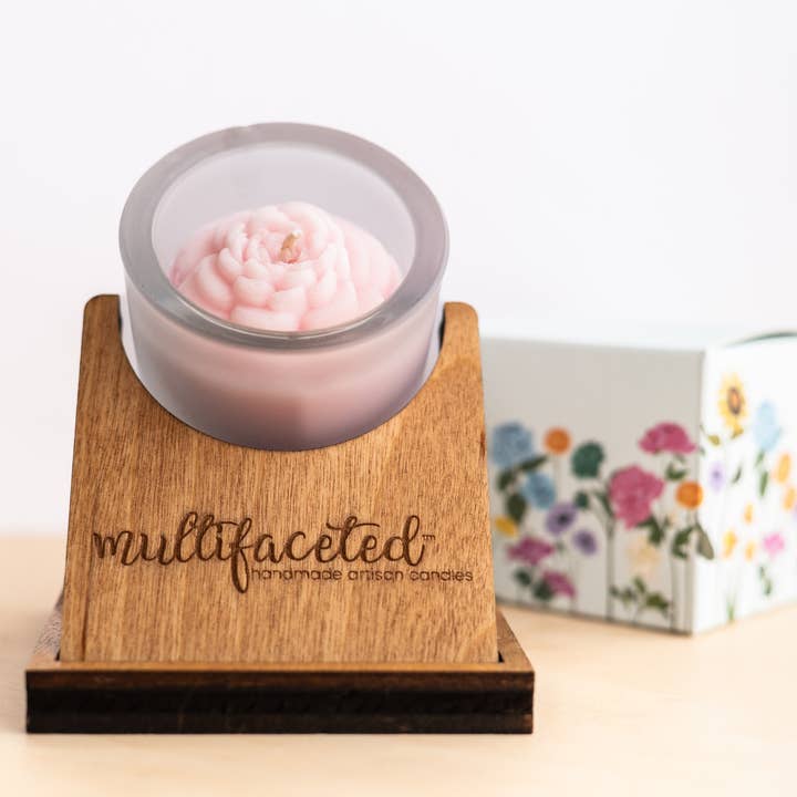 Multifaceted™ Artisan Candles - Wholesale Jar/Filled Candle - Peony Flower Candle, Eco -Friendly Candle - multiple sizes6