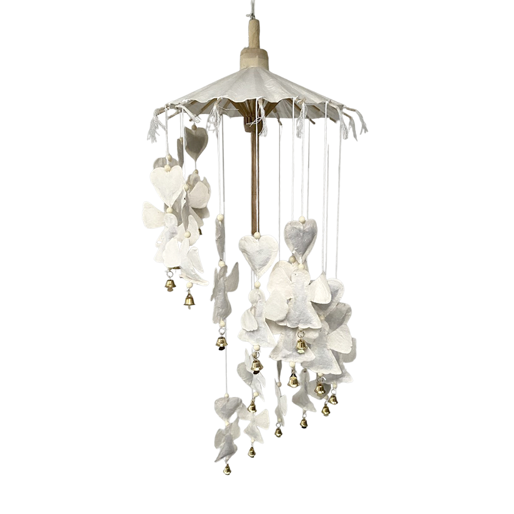 VIE - Vendita all'ingrosso Decorazione mobile - Mobile artigianale in carta di gelso, cuore e farfalla, 50x20 cm8