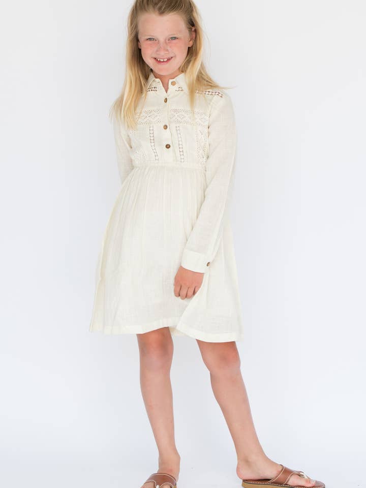 Ivory Net & Lace Detail Shirt-Dress : Toddler : Tween : Kids for wholesale by Yo Baby