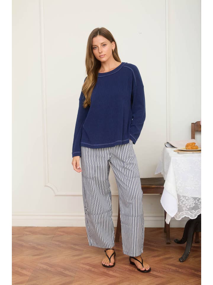 J.O.A - Wholesale Knit Top - Women's - CREW NECK RIBBED LONG SLEEVE KNIT TOP12