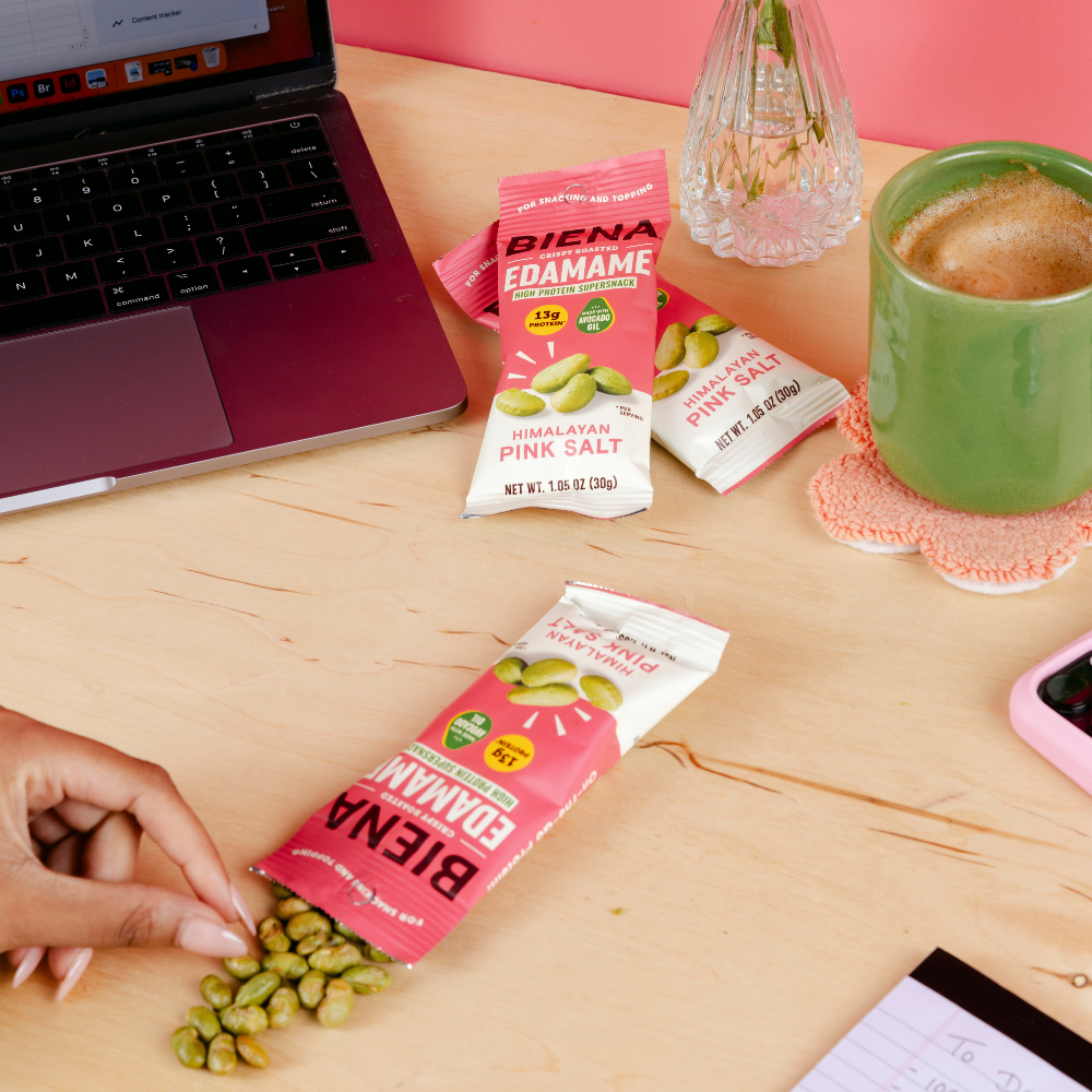 Biena Snacks - Wholesale Nuts - Himalayan Pink Salt Edamame 1.05oz (40ct Case)3
