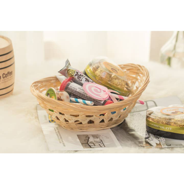Quickway Imports – wholesale Basket – Natural Bamboo Oval Bread Basket Display Trays - Set of 52