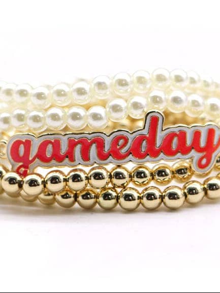KB1005 Ensemble de 5 Bracelets Élastiques Perlés pour Jour de Match pour la vente par MiMi Wholesale