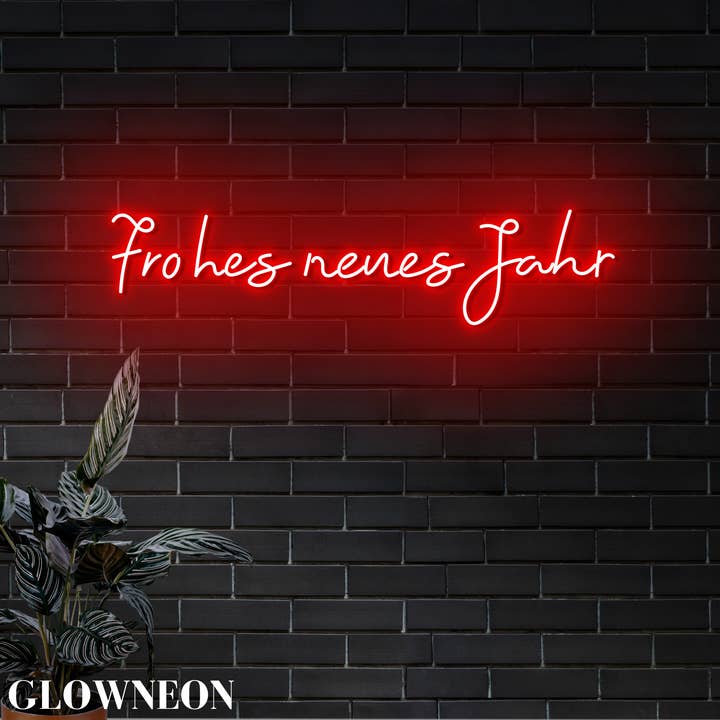 Frohe Neues Jahr Led väggdekor, tyskt julfestskylt för wholesale av Glow Neon