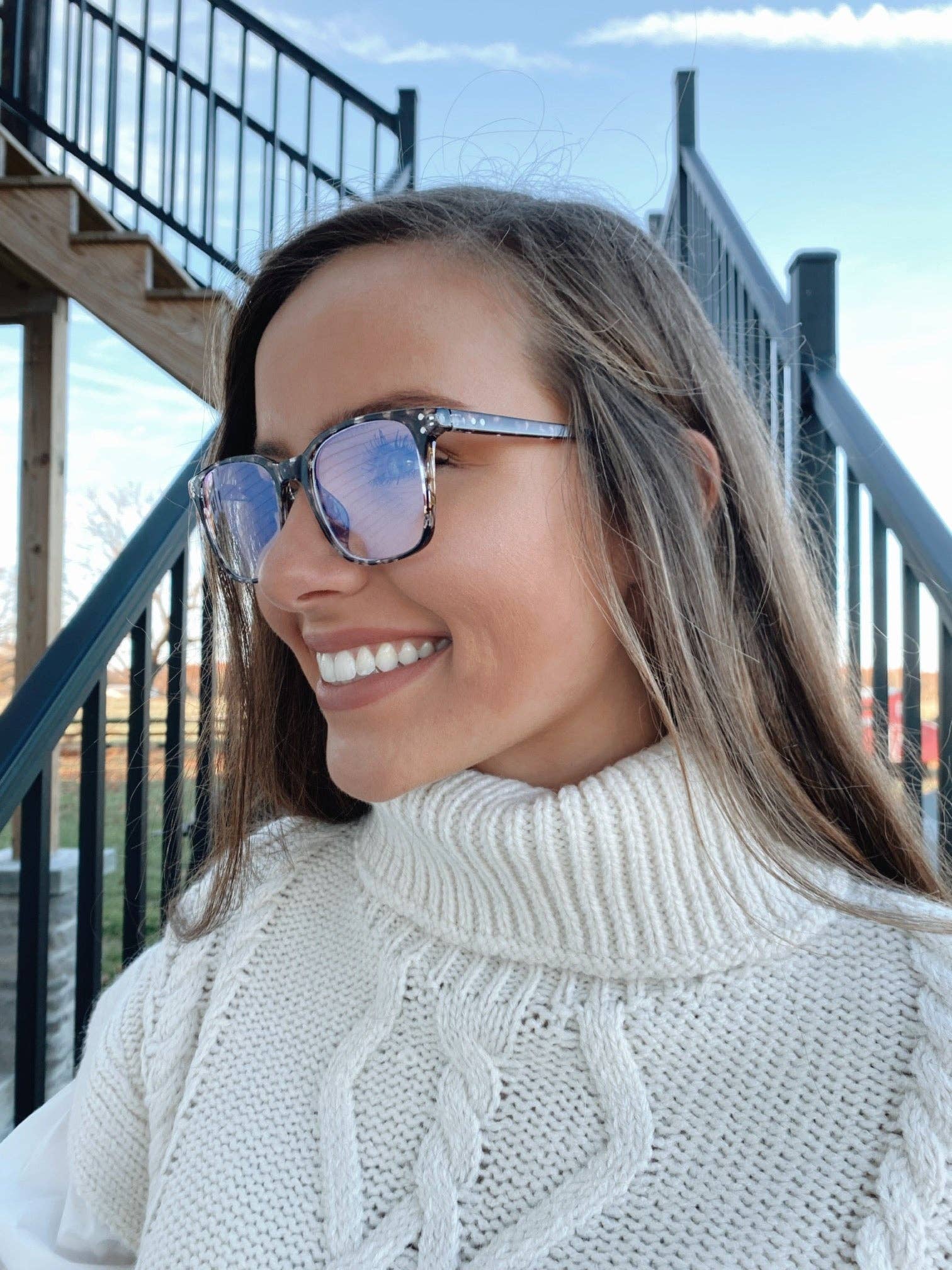 The Front Porch Label - Wholesale Eyeglasses - Women's - Grey Tortoise Blue Light Blocking Glasses7