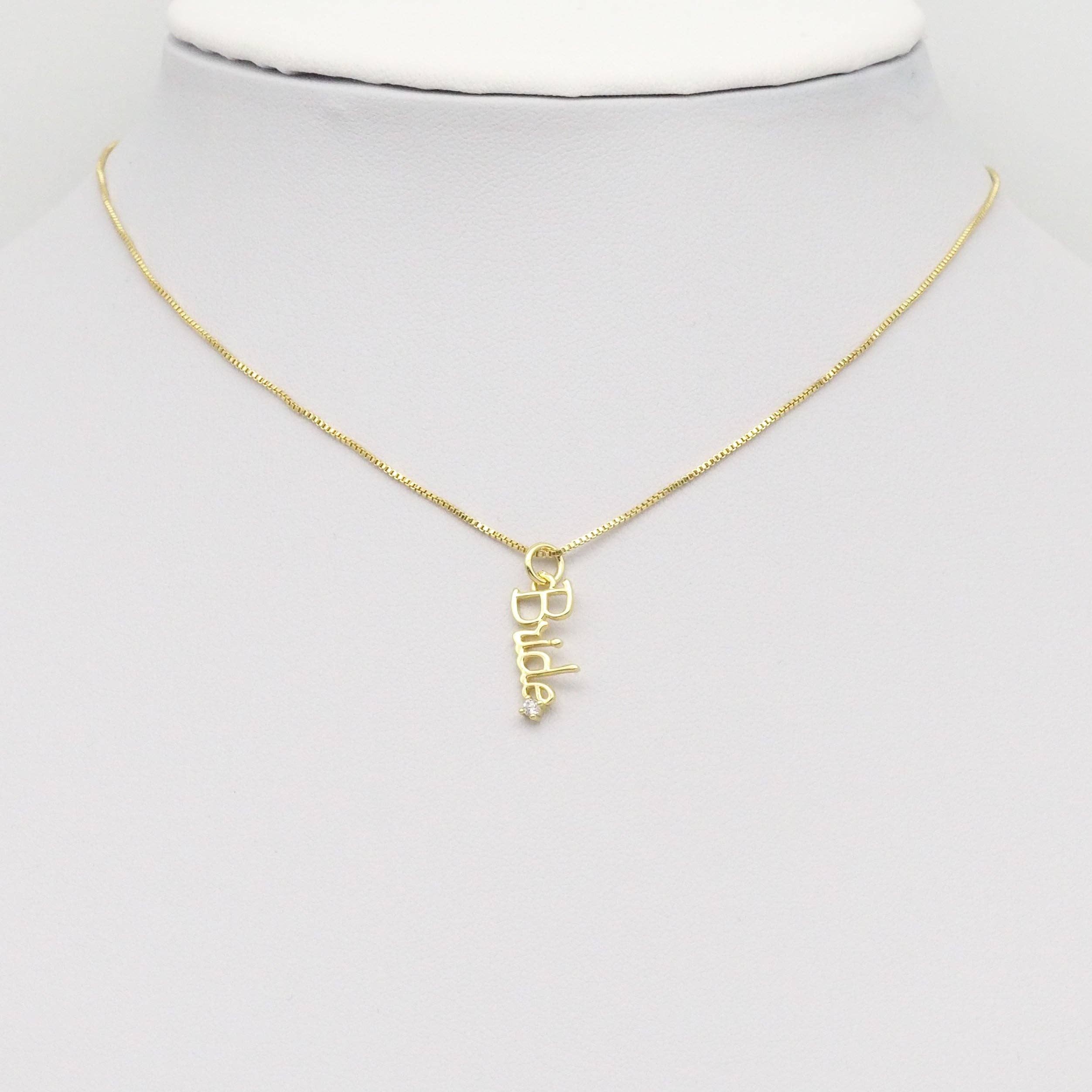 BestBeads&Beyond - Wholesale Individual Charm/Pendant - Gold Silver CZ Bride word diamond Charm, Sku#Z14731