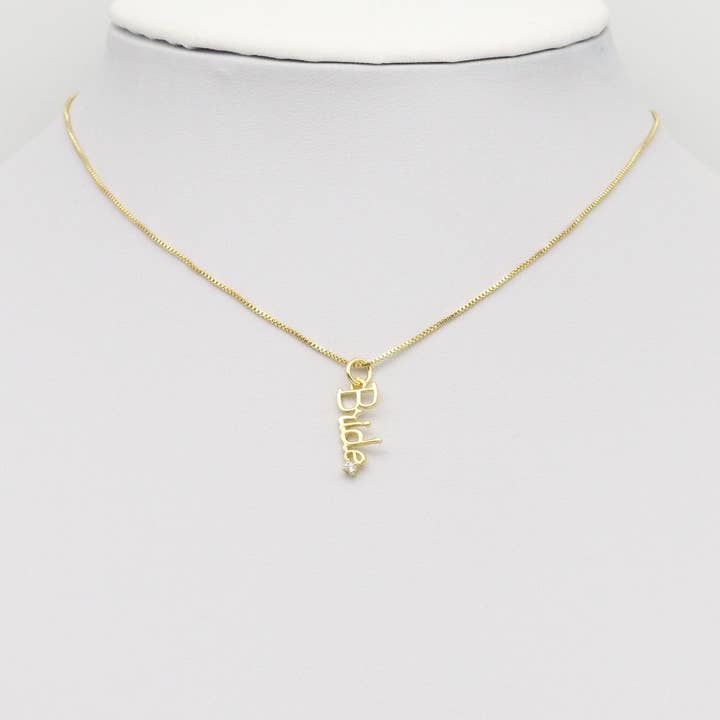 BestBeads&Beyond - Wholesale Individual Charm/Pendant - Gold Silver CZ Bride word diamond Charm, Sku#Z14731