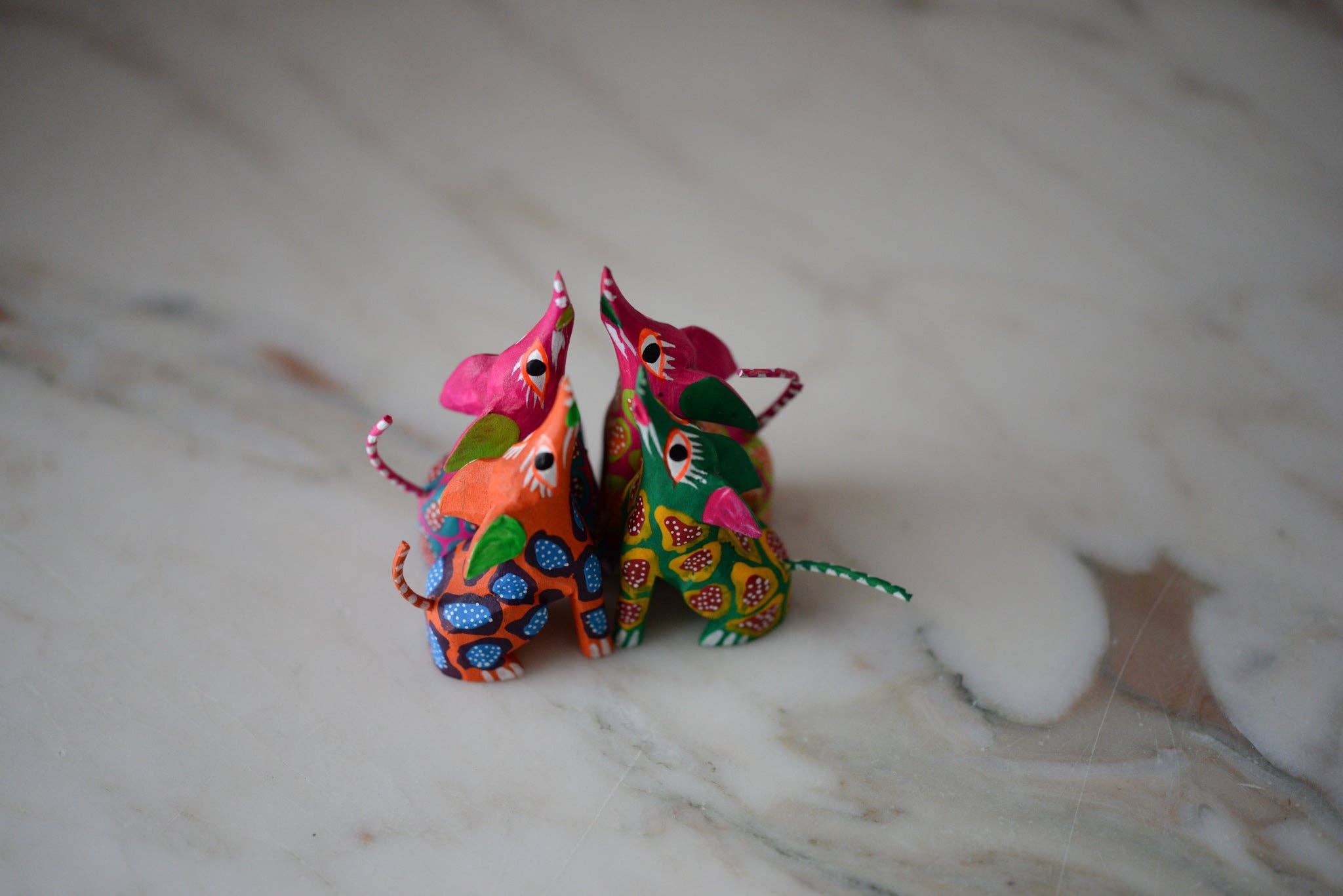 The Little Pueblo - Wholesale Decorative Figurine - Oaxacan Alebrije Coyote Mini Wood Carving Mexican Hand Painted29