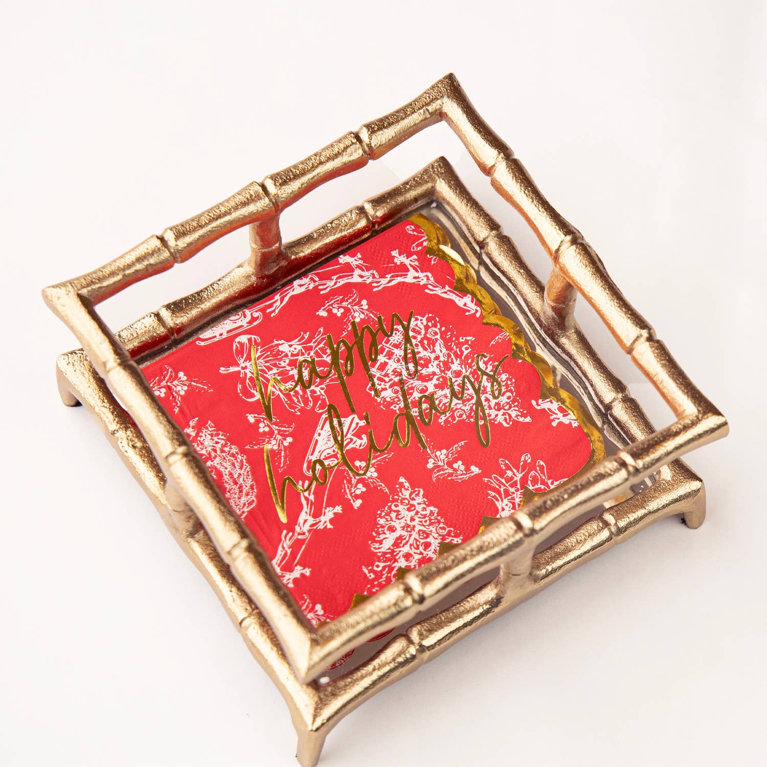 8 Oak Lane - Wholesale Disposable Napkin - Red Toile Paper Beverage Napkin Packs3