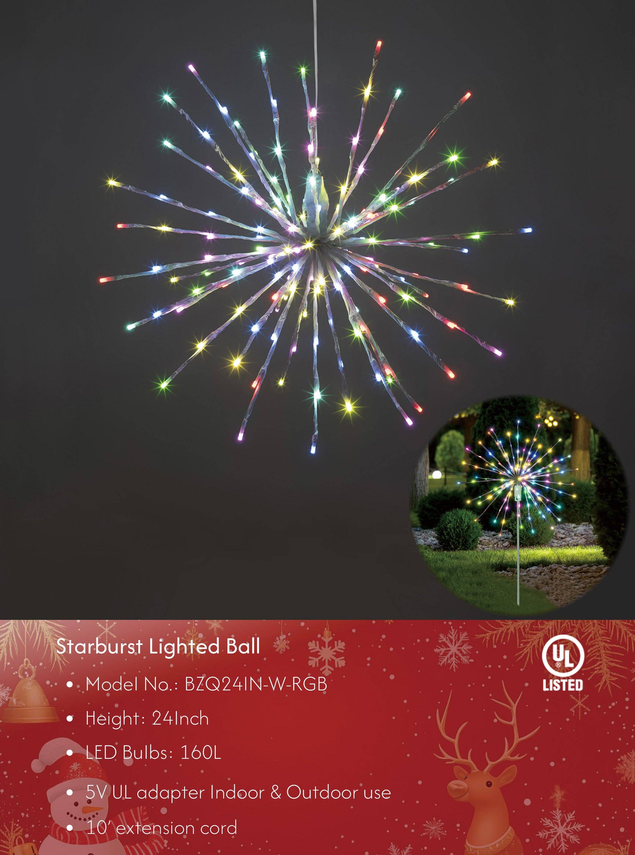 LIGHTSHARE - Wholesale Outdoor/Lawn Light - Starburst Light Lighted Ball LED Firework Lights White Twink49