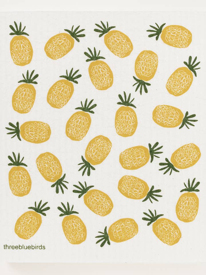 Ananassen Zweeds vaatdoek voor wholesale door Three Bluebirds Swedish Dishcloths