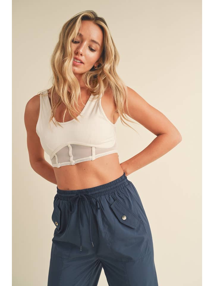 KIMBERLY C - Wholesale Athletic Top - Women's - Bustier Active Top with Mesh Inlays