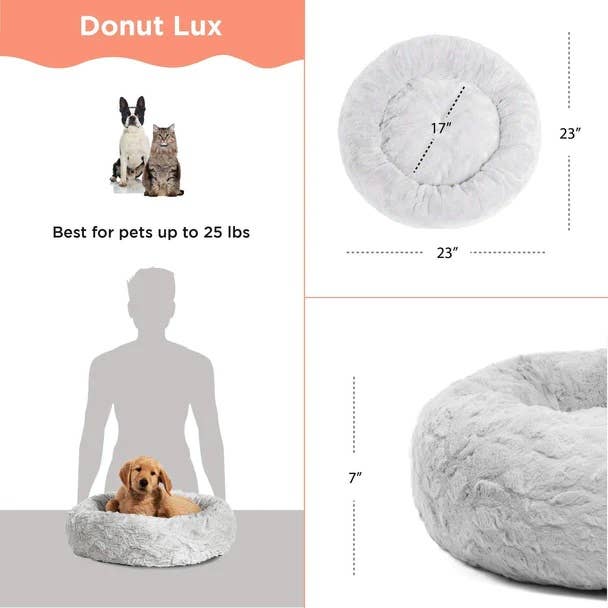 Pet Palette Distribution - Wholesale Pet Bed - Dog - Best Friends by Sheri Lux Donut Dog Bed Grey 23"x23"3