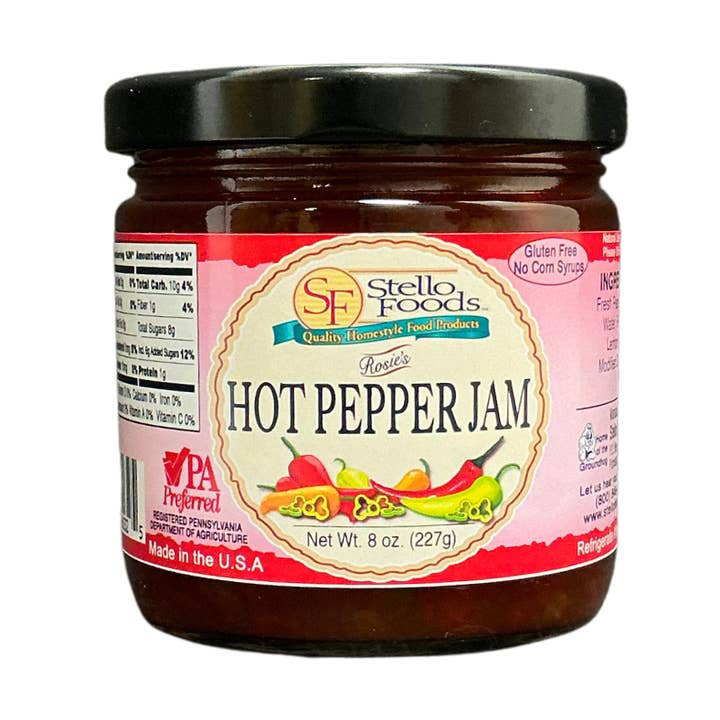 Stello Foods - Rosie's Hot Pepper Jam 8 oz for wholesale by Stello Foods, Inc.