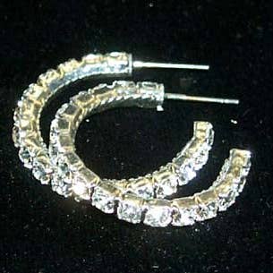 #12155 1" Rhinestone Hoop Earrings for wholesale by Bridal Store Jewelry