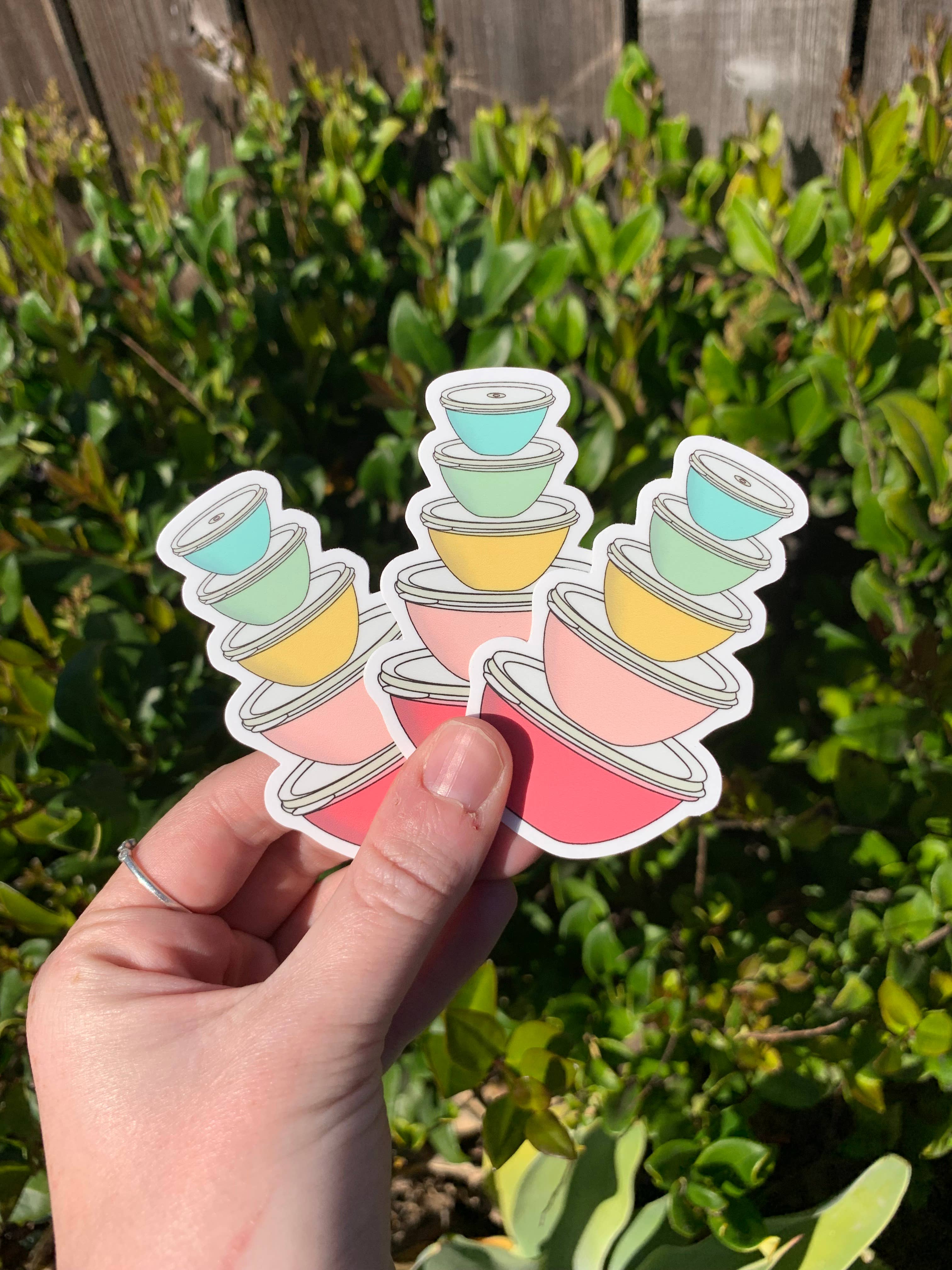 Extremely Retro - Wholesale Sticker - Vintage Pastel Tupperware Wonderlier Bowls Sticker - Kitchen1