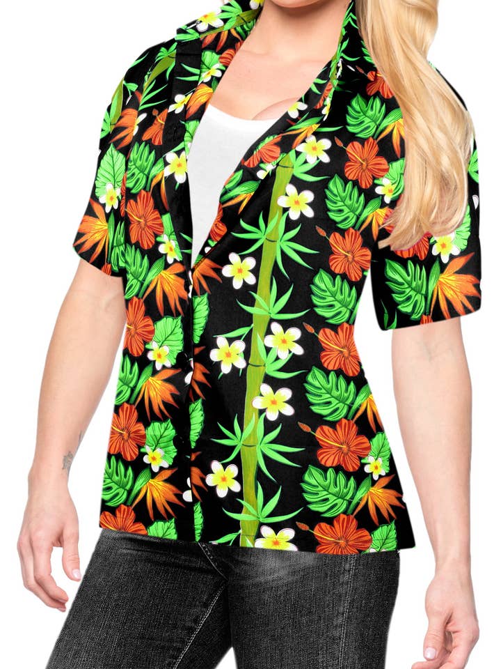 LA LEELA Women's Shortsleeve Shirt Top Hawaiian Outwe 151702 for wholesale by La Leela LLC