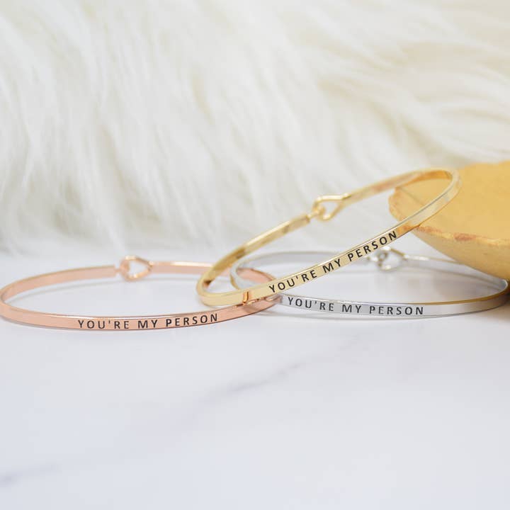 YOU'RE MY PERSON | Dainty Inspired Message Engraved Simple B for wholesale by Curated Trinkets