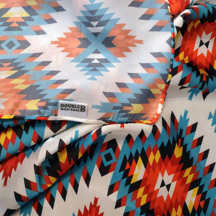 Double B Wild Rags - Wholesale Bandana – Women's - Wild Rag Bright Red, Turquoise, Yellow Aztec Cowboy Western Neck Scarf Bandanna by Double B Wild Rags7