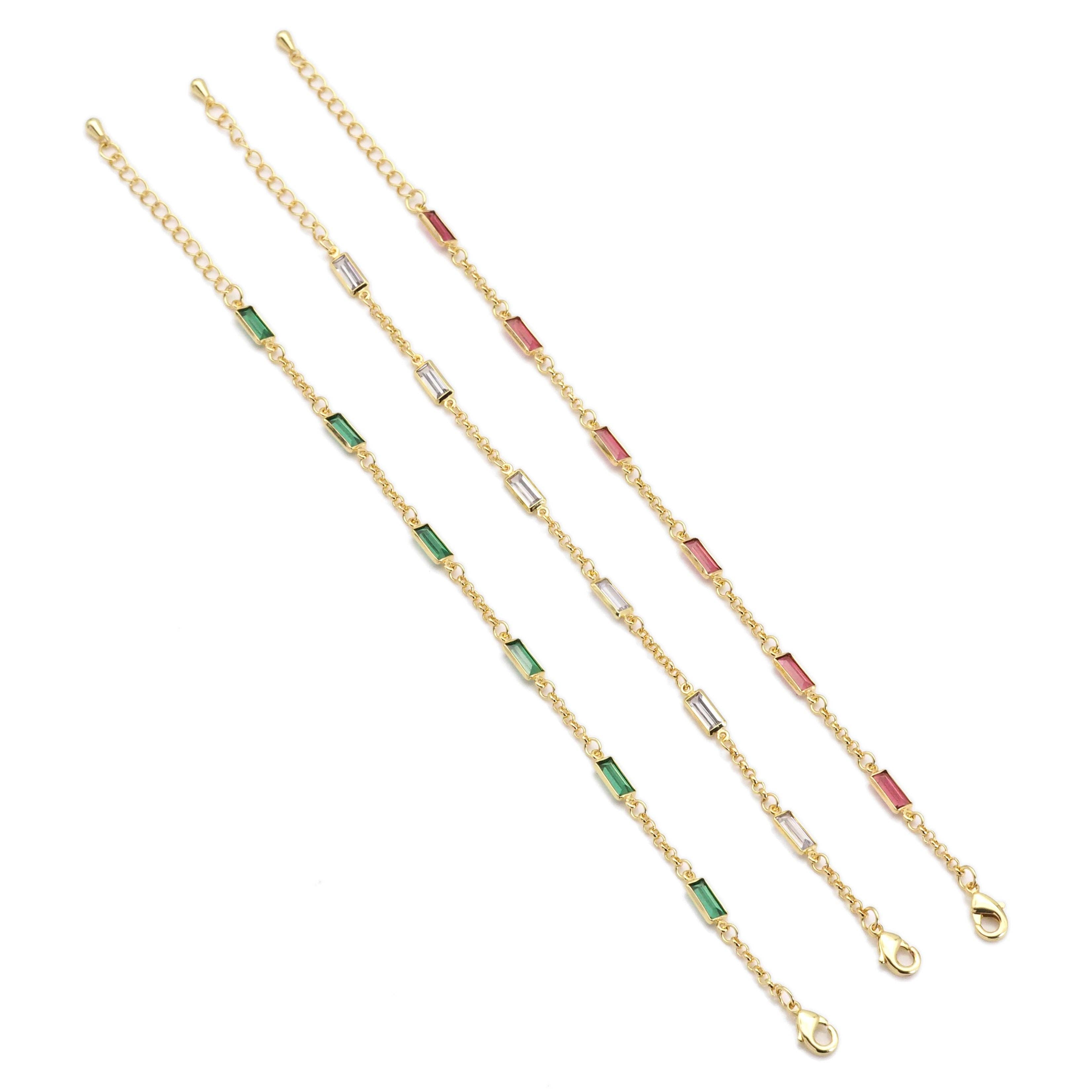 BestBeads&Beyond - Vente Bracelets maillon et chaîne - Bracelet ajustable rectangulaire CZ Satellite Link, Sku #Y8510