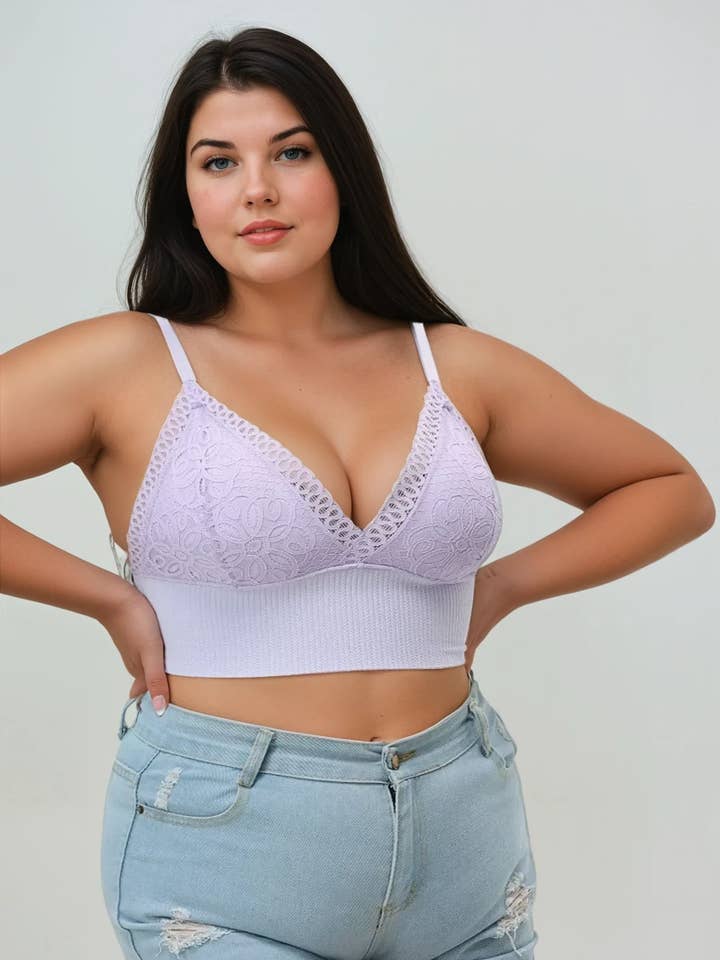 Leto Accessories – Großhandel Bralette – Damen – Luxe Loop Spitzen-Lounge-Top in Übergröße - Loungewear