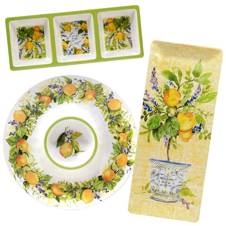 Lemon Zest Melamine - HW 3 pc. Hostess Set for wholesale by Certified International