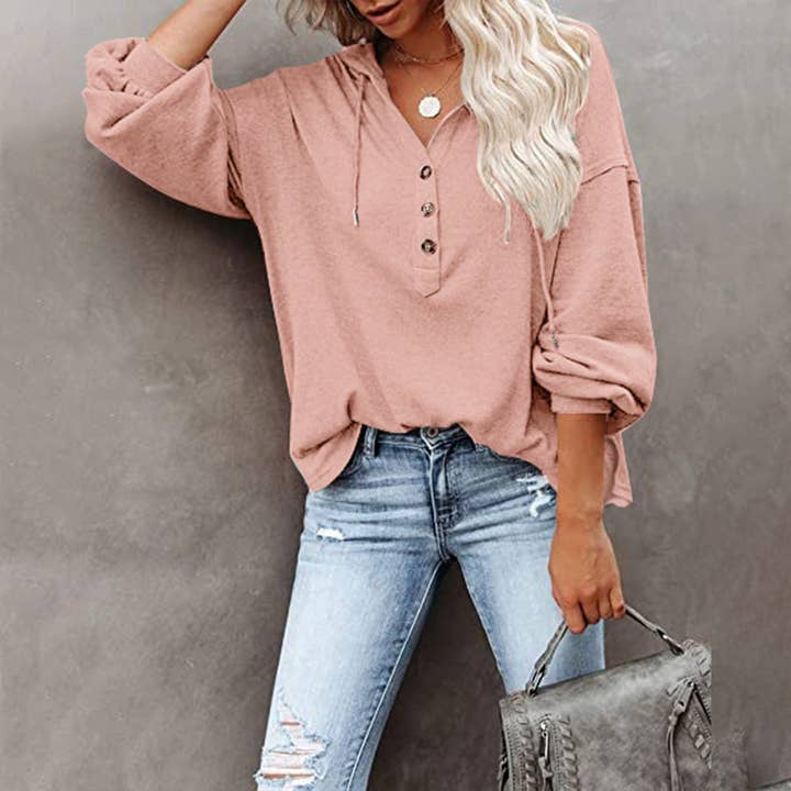 Lily Clothing - Wholesale Hoodie - Women's - Casual loose solid color hoodie hoodie