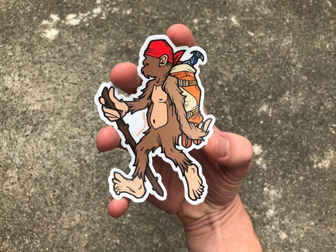 Sprouted Scribbles - Wholesale Sticker - Cute Bigfoot Sticker Backpacking Outdoor Decal Human Drawn Design3
