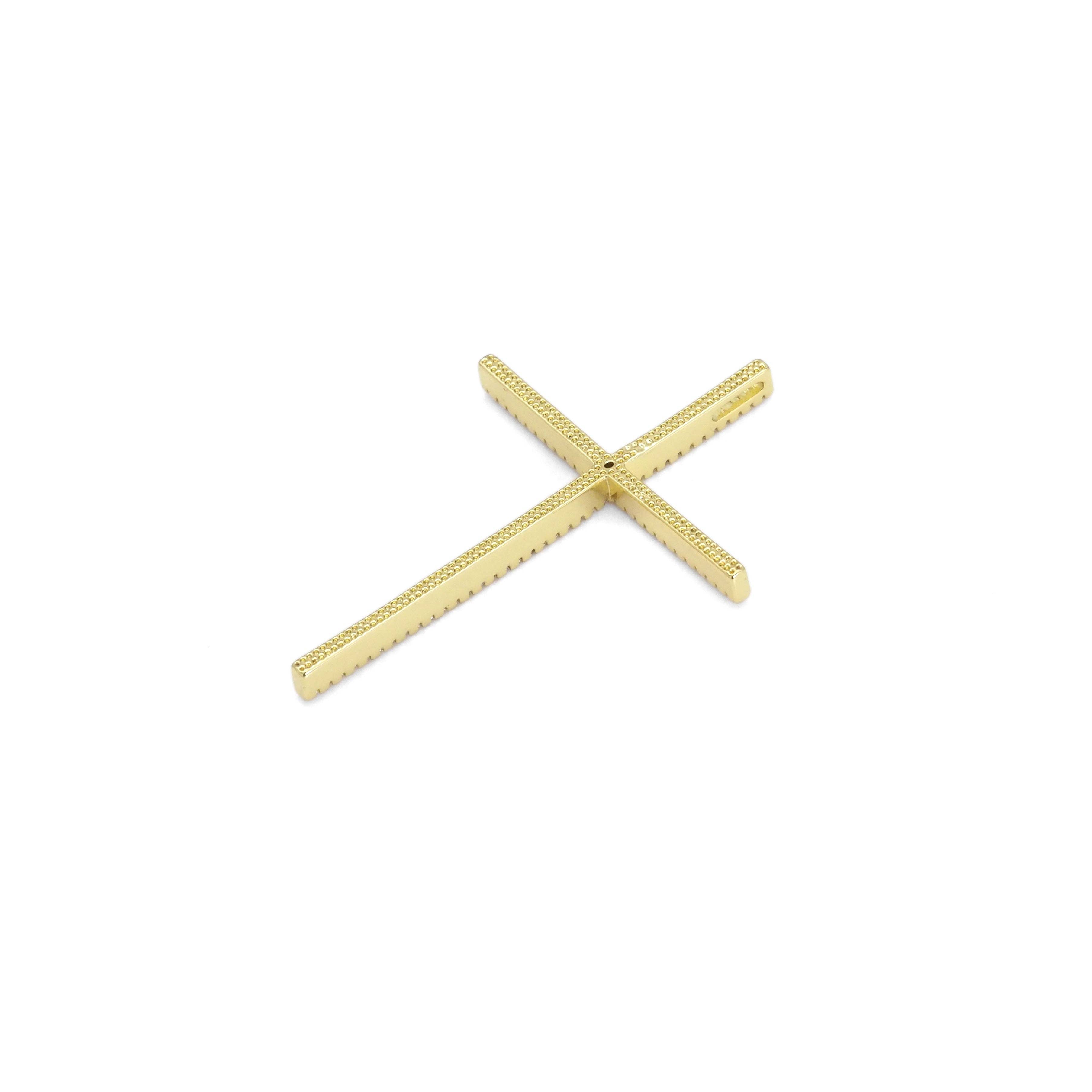 Wholesale Gold /Silver CZ Big Cross Shape Charm, Sku#LX422