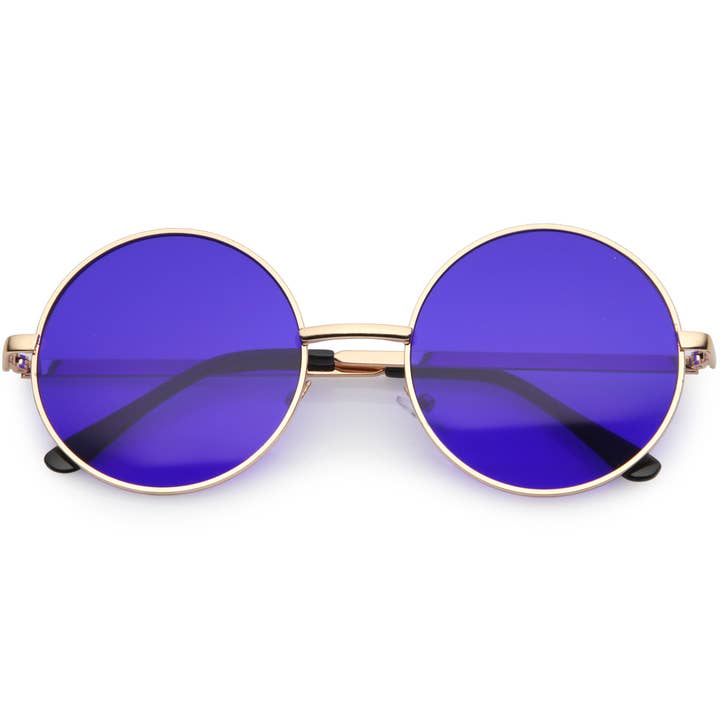 SPARE-SPECS, LLC - Wholesale Sunglasses - Women's - Retro Hippie Round Color Tone Metal Sunglasses 989212