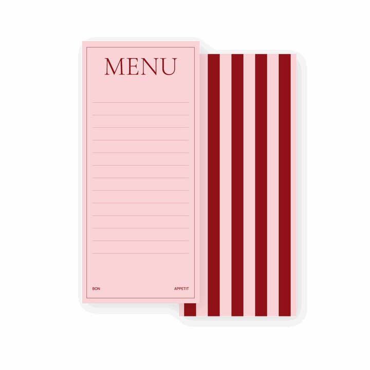 A-Journal Menykort Ränder - Set om 8 för wholesale av A-Journal Stationery