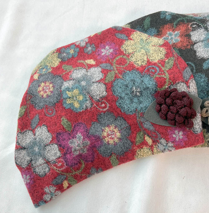 Comfortarians – Chapéu de pescador - Mulher por atacado – Chapéu Cloche Feminino de Lã com Estampa Floral para Outono e Inverno7