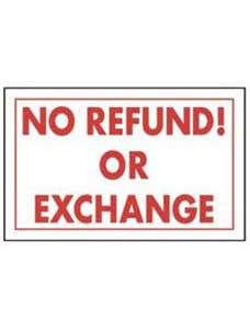 No Refund Or Exchange Policy Sign Card - 11"W x 7"H for wholesale by Store Supply Warehouse
