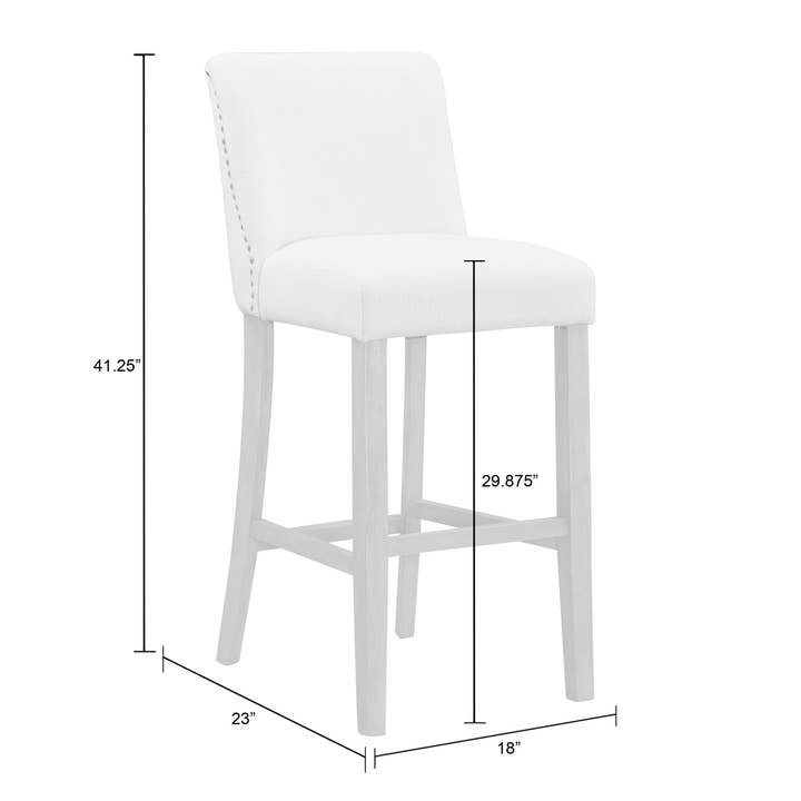 Glamour Home - Wholesale Stool - Aleco Beige Fabric Bar Stool Set with Nail Head Accents6