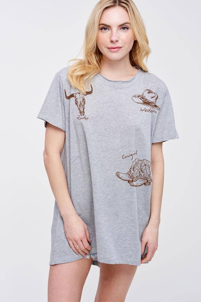 Zutter - Wholesale Screen Printed T-Shirt - Women's - Rodeo Western Cowgirl Graphic Cotton Tunic1