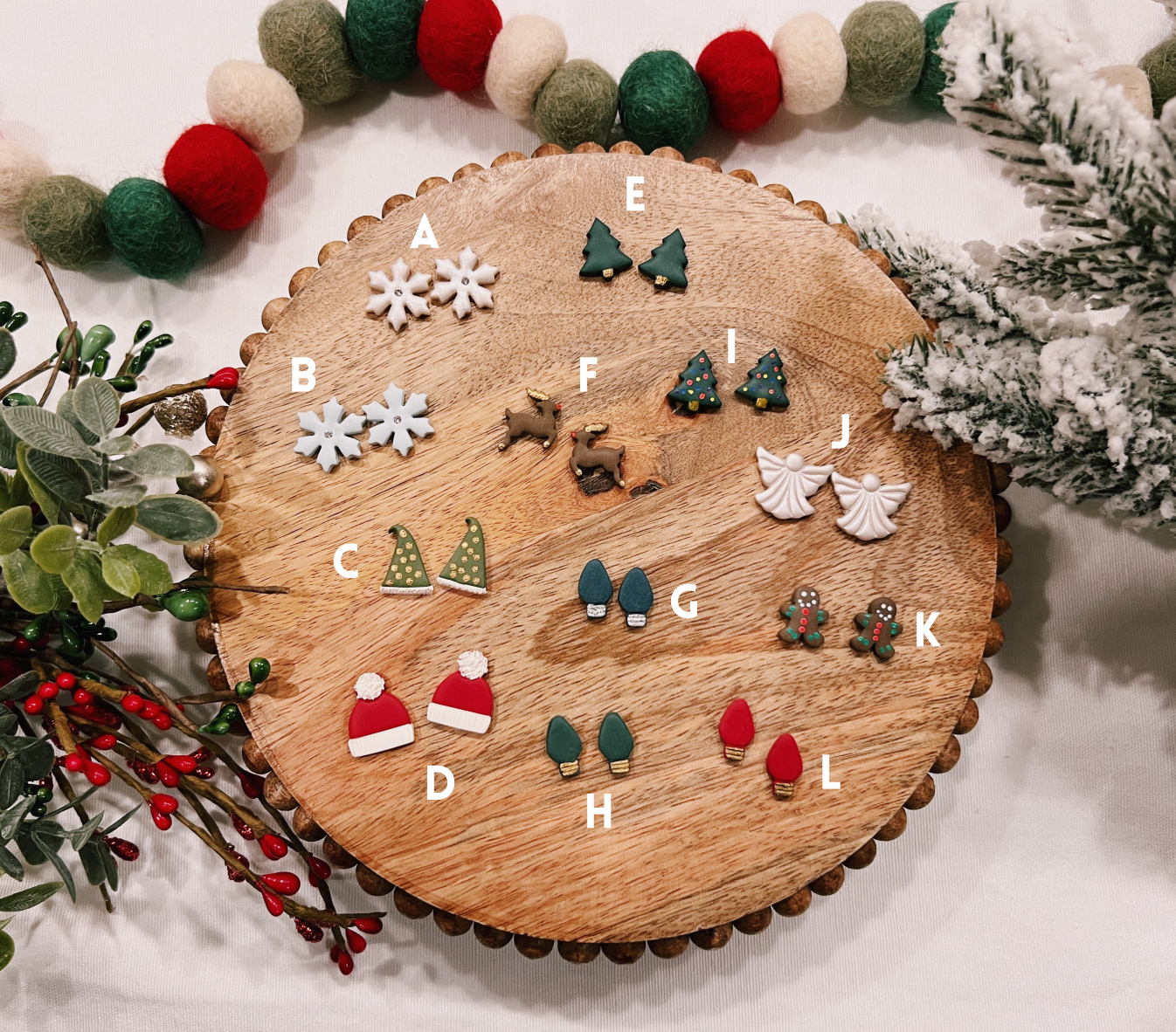 Clayfully Jules - Wholesale Stud/Post Earrings - Holiday Studs1