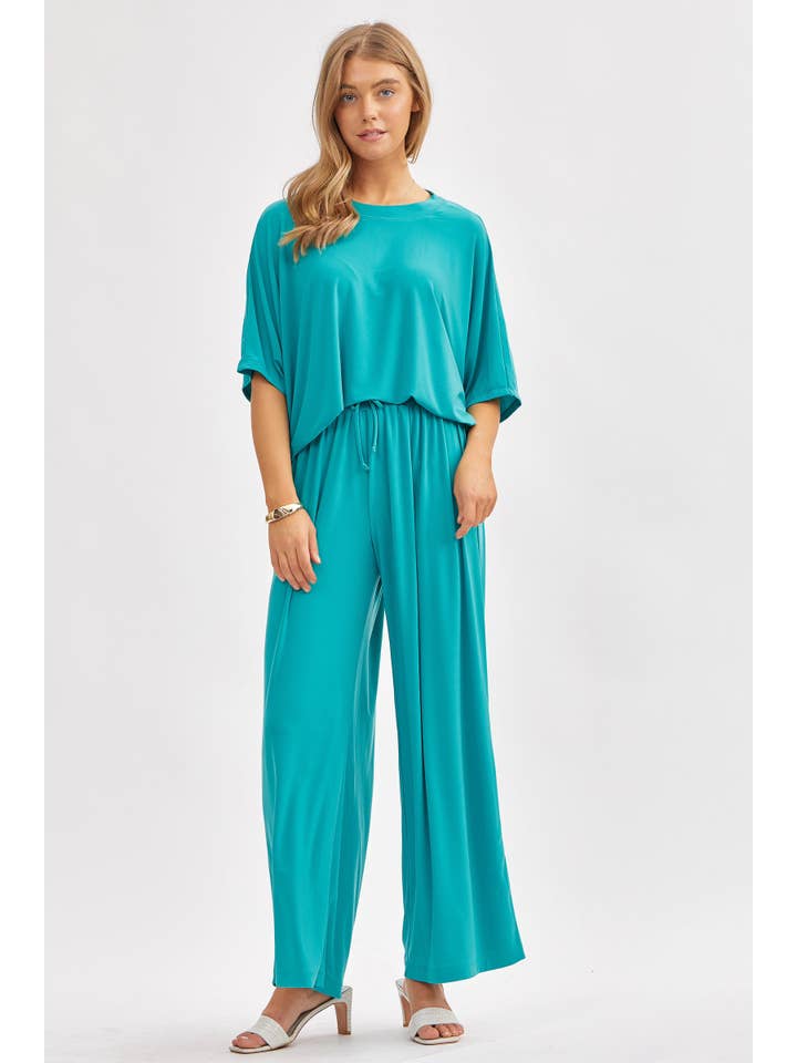 Dear Scarlett – wholesale Set med topp och byxa – Dam – Flowy Topp + Vida Byxor Set TRVSET-COASTAL
