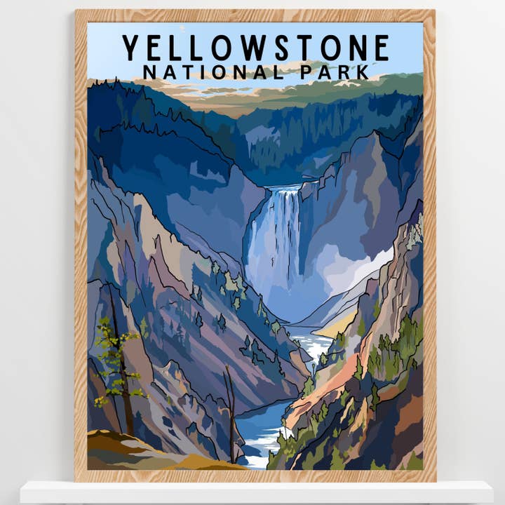 Stampa di viaggio del Parco nazionale di Yellowstone per la vendita all'ingrosso da parte di Wild Life Design Co.