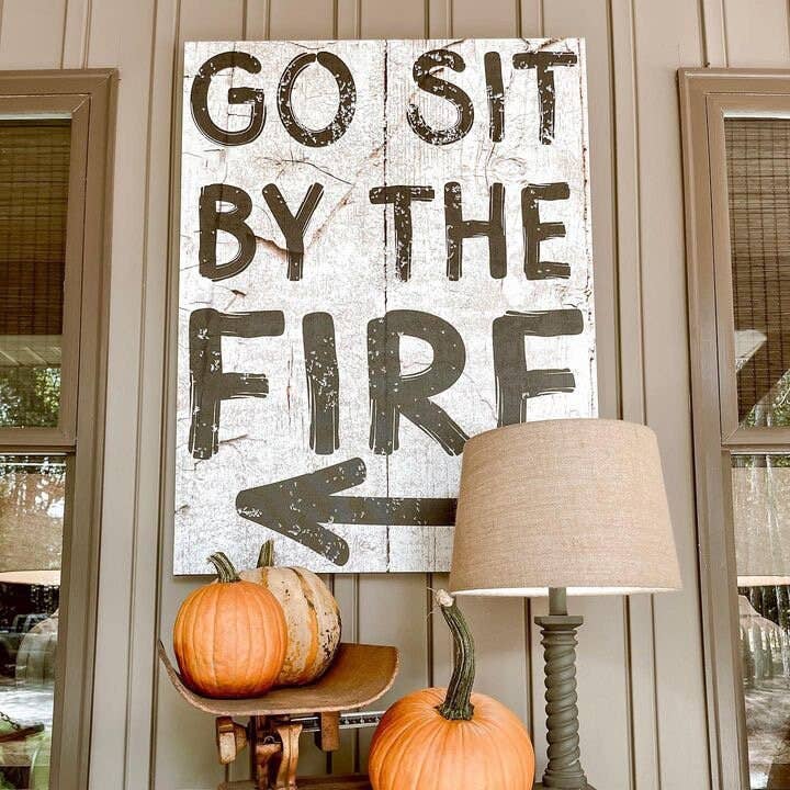 Go Sit By the Fire – Rustic Cabin Autumn Canvas Wall Decor and other Purchase Wholesale fall art. Free Returns & Net 60 Terms on Faire trending on Faire.