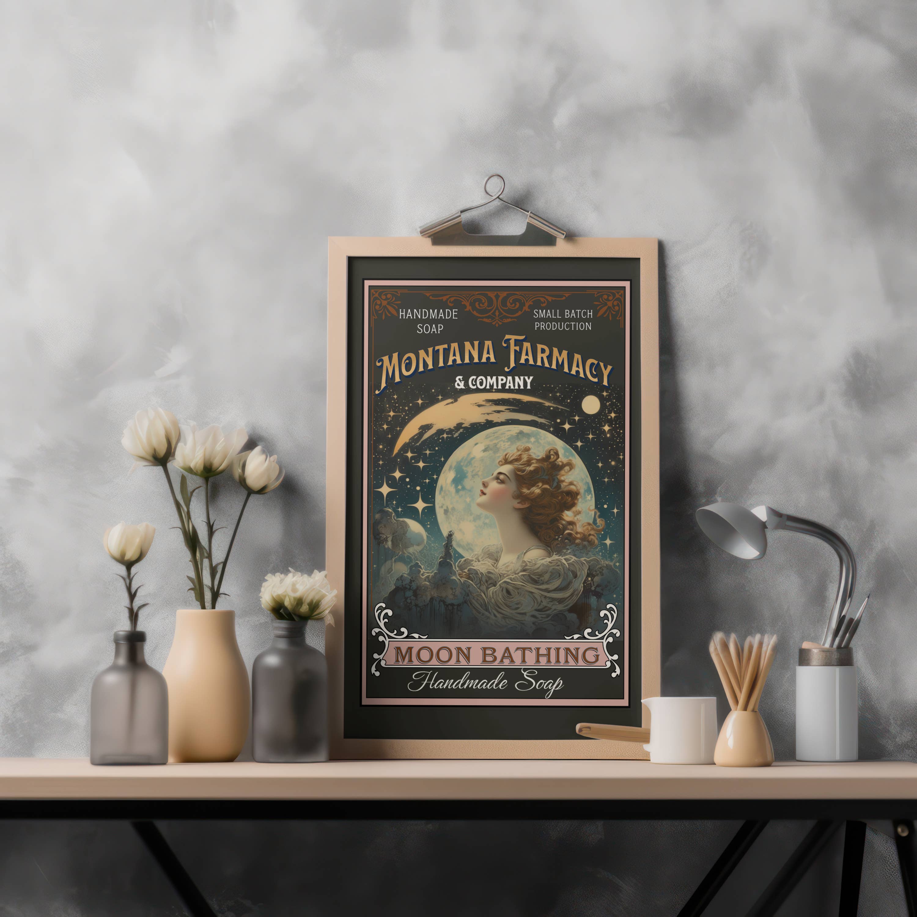 Montana Farmacy - Wholesale Poster - Moon Bathing Soap Montana Farmacy Art Poster Bath Vintage 3